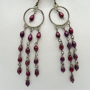 Dangly deep iridescent pink earrings